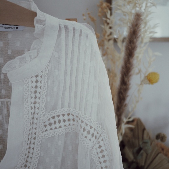 ZARA Contrast dotted mesh blouse - Picture 3 of 7